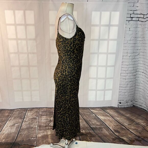 Zara green and black leopard print satin midi slip dress size XS - Picture 5 of 11